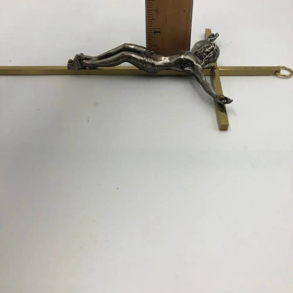 Vintage INRI Brass Jesus Crucifix Christian Religious Cross Hanging Wall Art